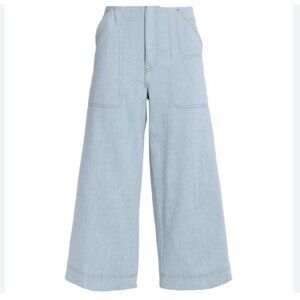 Acne Studios Cropped High-Rise Wide-Leg Jeans Denim Culottes Blue Size 36 US 4